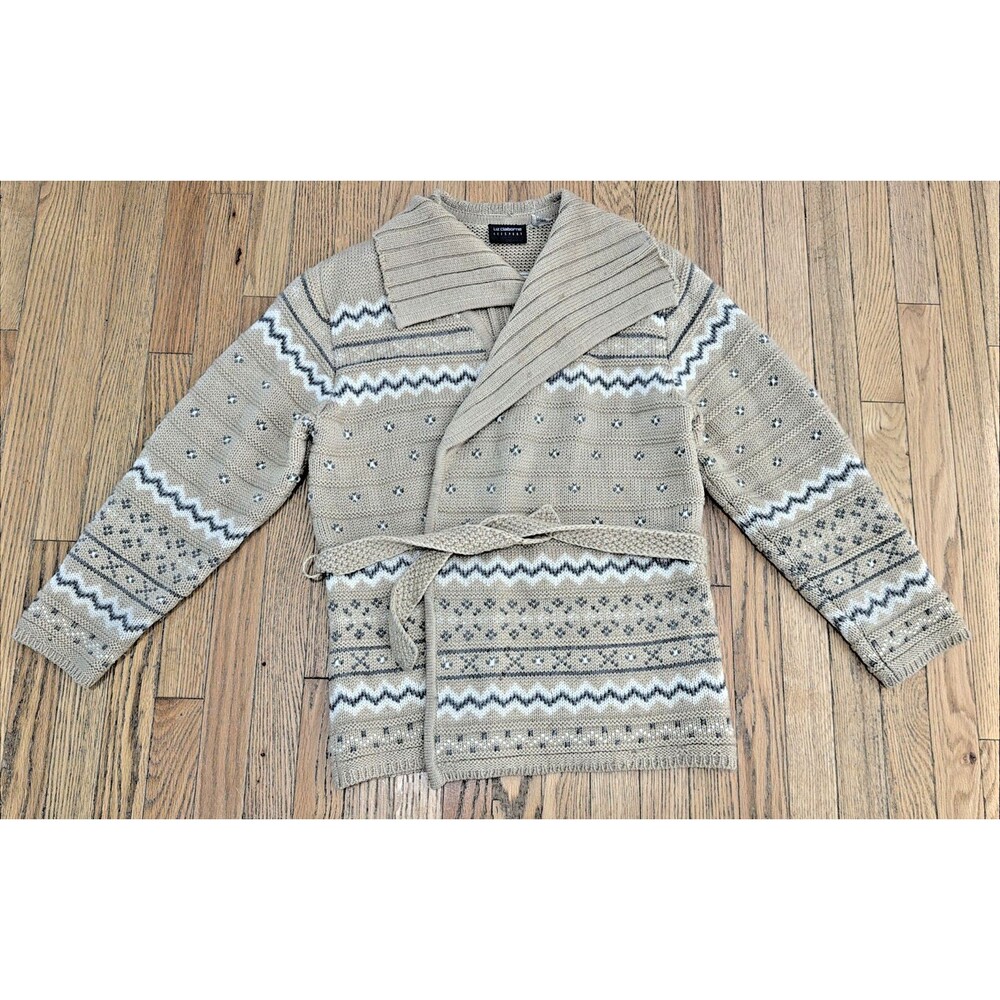 Liz Claiborne Sweater Womens Small Wool Cardigan Open Front Coastal Grandma